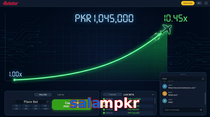 Main screen of Salampkr aviator page for PK players